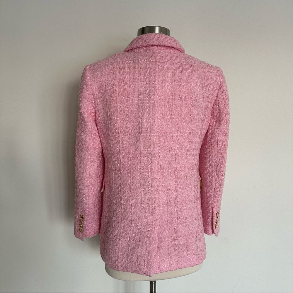 Zara Tweed Pink Blazer Jacket Sz Small - Picture 7 of 9
